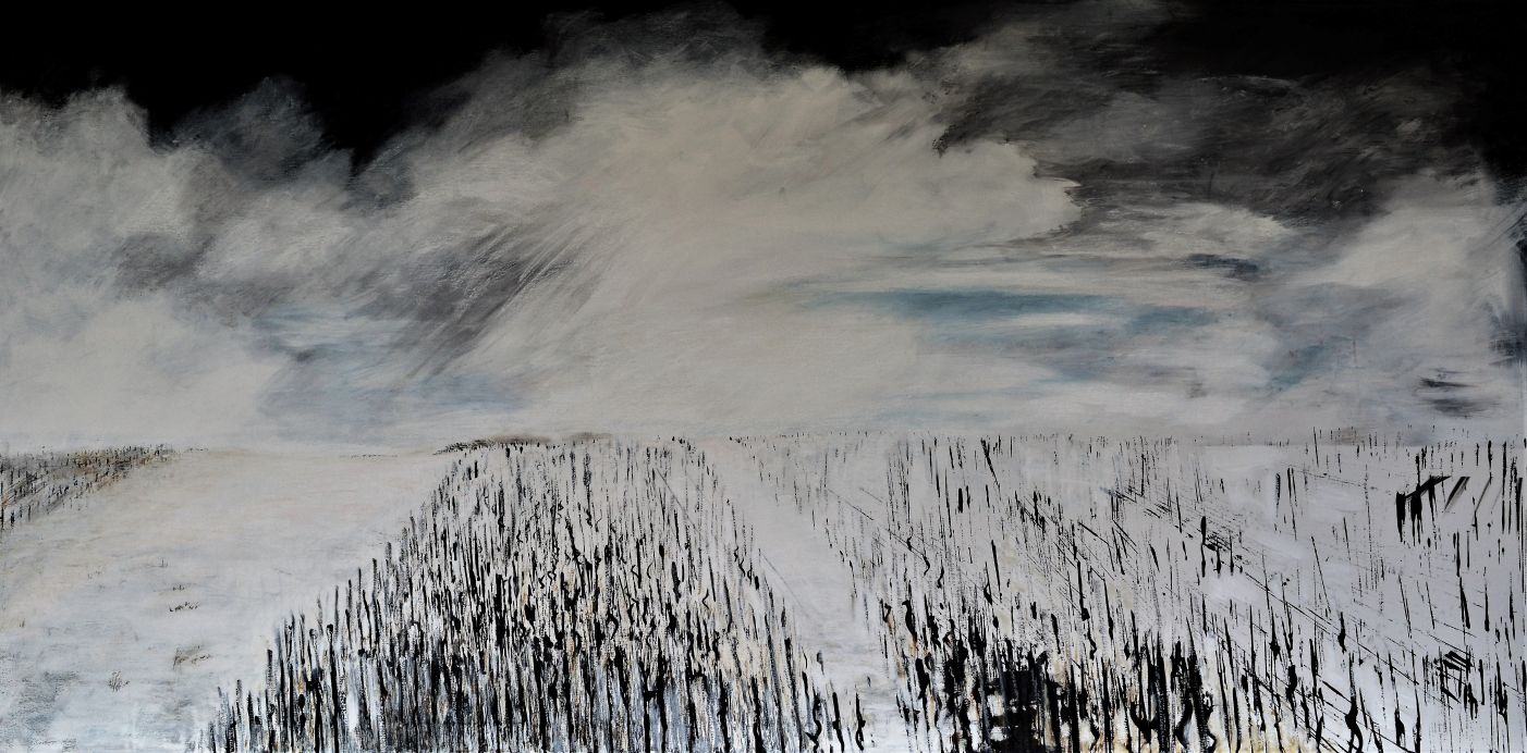 "Winter" von Sibylle Duhm-Arnaudov, Kreide und Acryl auf Leinwand, 200 cm x 100 cm